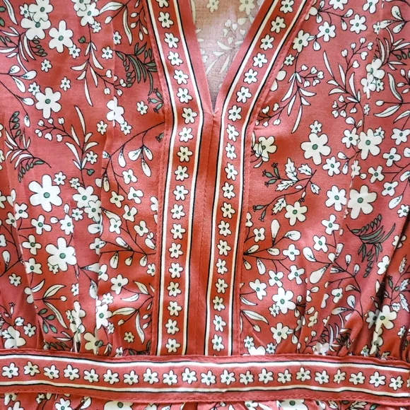 MAX STUDIO Pouffy 3/4 Sleeve Empire Tie Waist Earth Tone Blouse--NWT--L - Picture 2 of 11